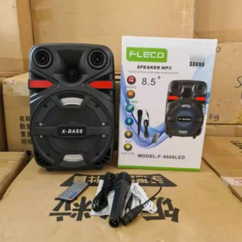 COD SPEAKER BLUETOOTH KARAOKE X-BASS FLECO 8'5 INCH F-8608 BONUS MIC KARAOKE X-BASS //SPEAKER FLECO X-BASS//SPEAKER SALON AKTIF 8'5 INCH//SPEAKER WIRELESS F-8608//SPEAKER KARAOKE