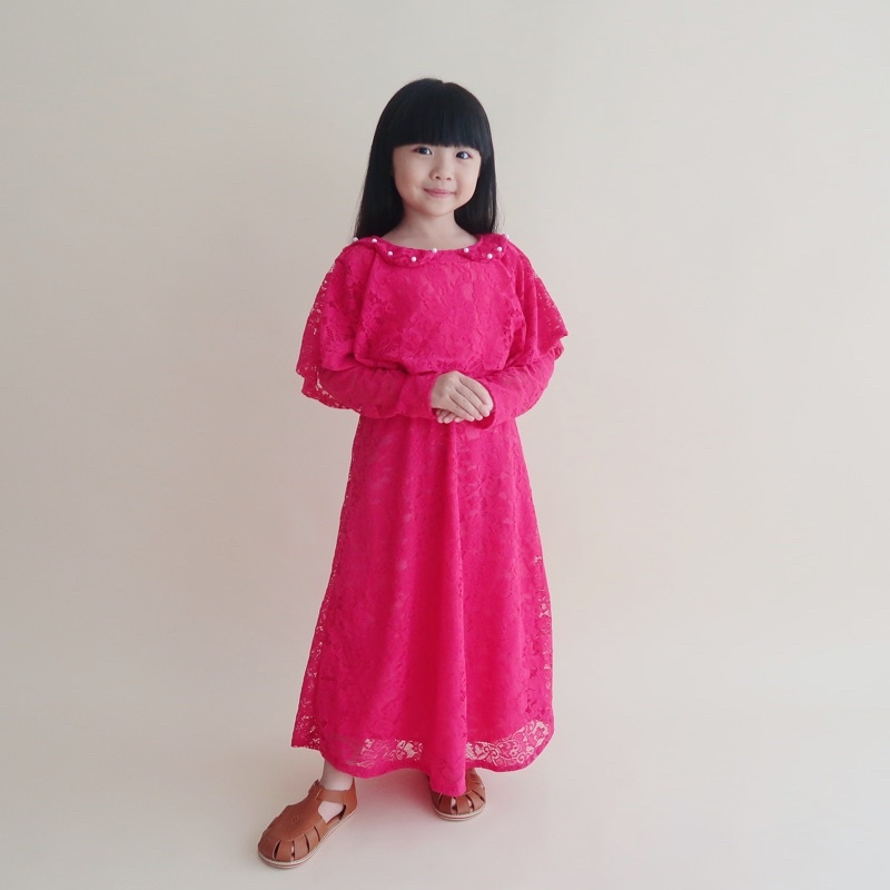 Gamis Brukat anak hoodie Salsabila umur 2- 8 tahun