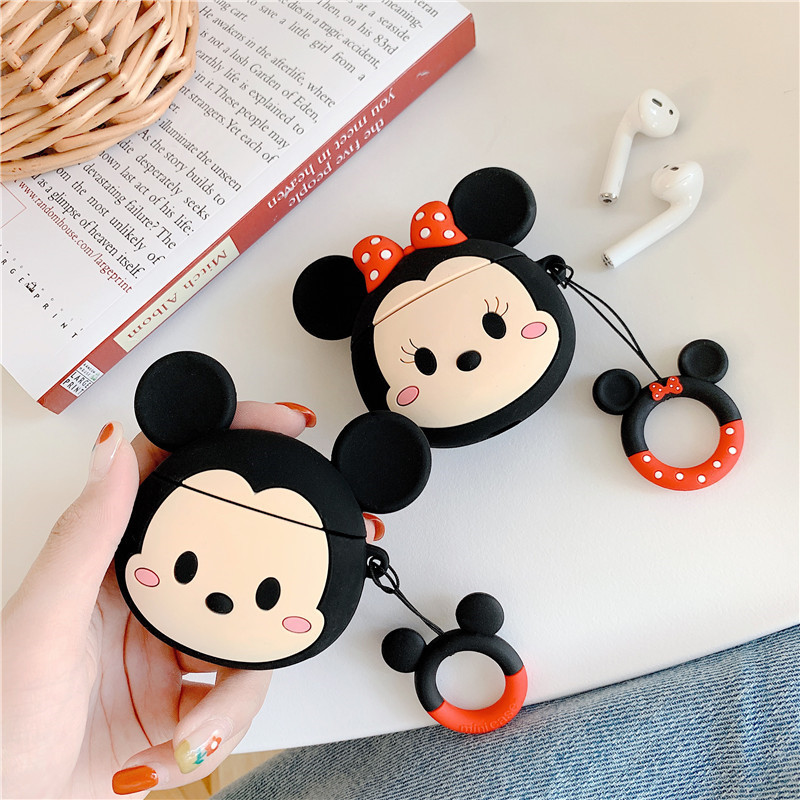 Cute cartoon silicone soft case Mickey Minnie Airpods1/2 generation bluetooth earphone protective cover Suitable for Inpods 12