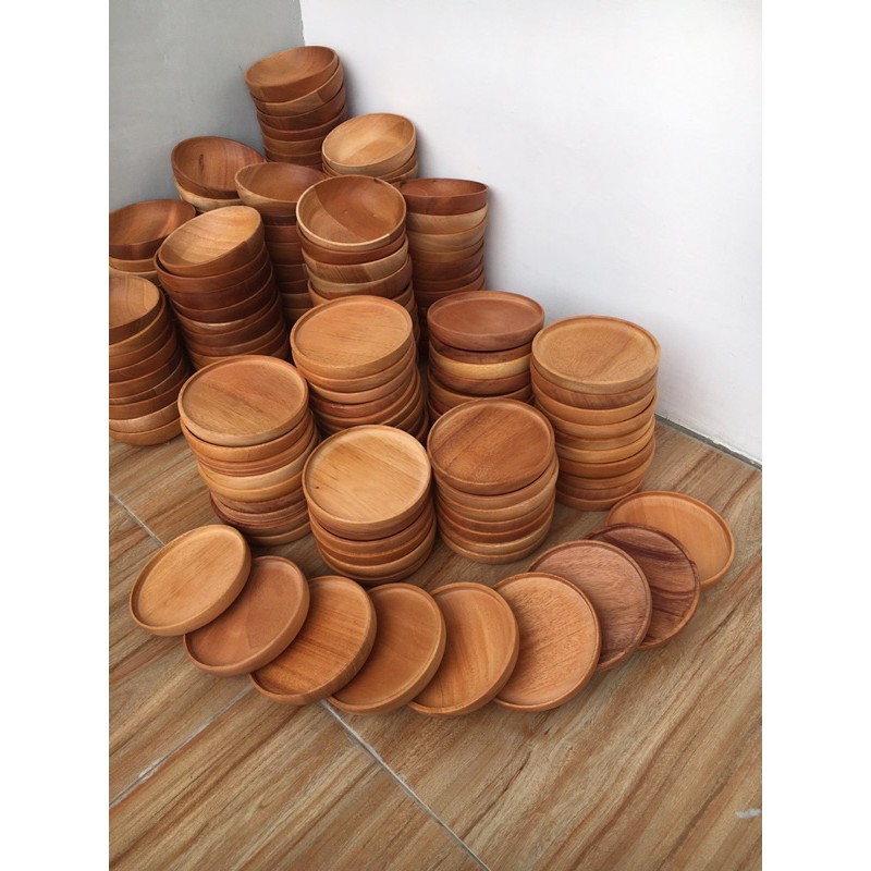 Piring Kayu 15cm 17cm Piring Nampan Kayu