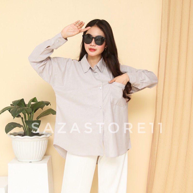 Olivia Shirt Kemeja wanita oversize linen