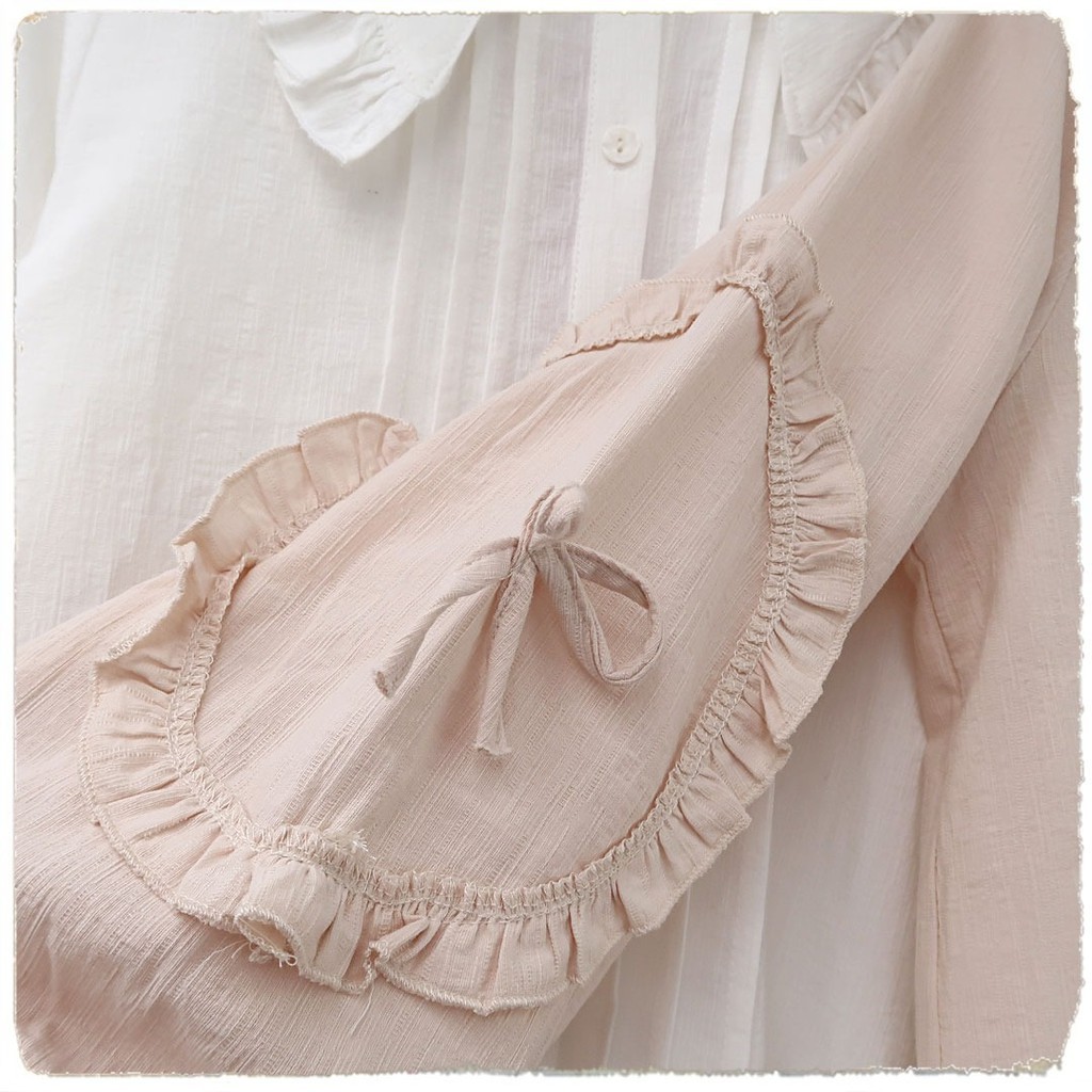 [baju wanita korea]  Baju Atasan Kerja Katun Kemeja Putih White Cream Wanita Jepang Korea Import