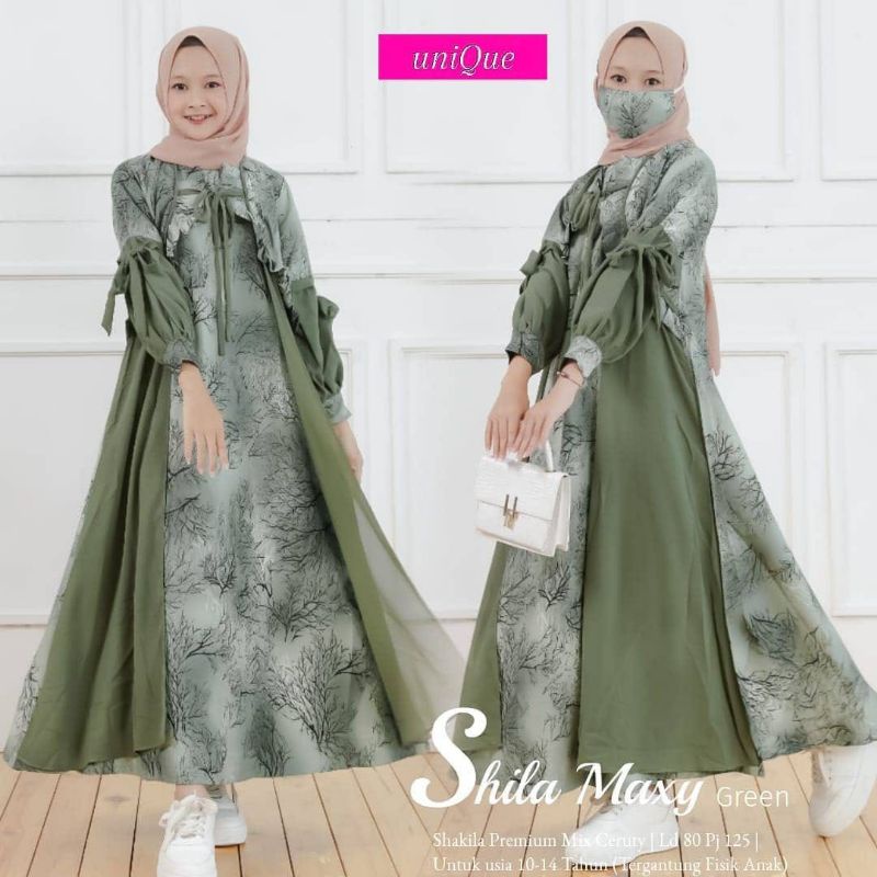 Cod Shila Kids Maxy/gamis anak/gamis remaja/gamis motif bunga/gamis ceruty/gamis maxy/baju muslim/ga