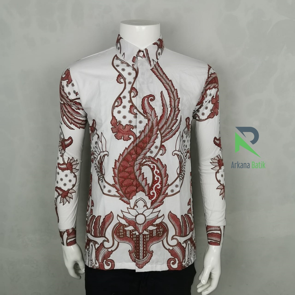 BATIK SLIMFIT Arkana Original RED and BLUE DRAGON Special Premium Kemeja Baju Pria Lengan Panjang Motif Elegan Slimfit