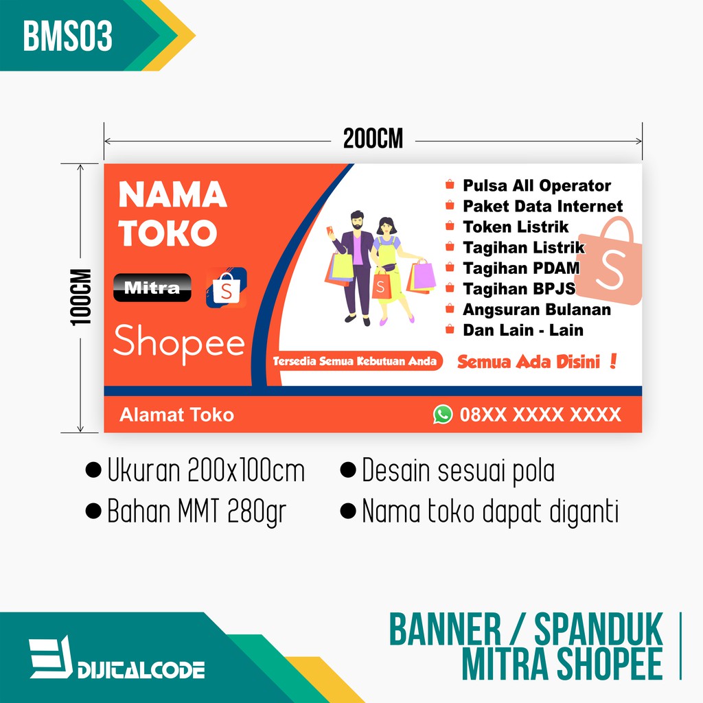 BMS03 Spanduk Banner Mitra Shopee 200x100cm