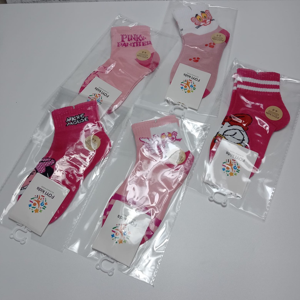 TOKO KL | KAOS KAKI ANAK PEREMPUAN USIA 4-8 TAHUN  WARNA PINK MOTIF KARAKTER KWALITAS IMPORT