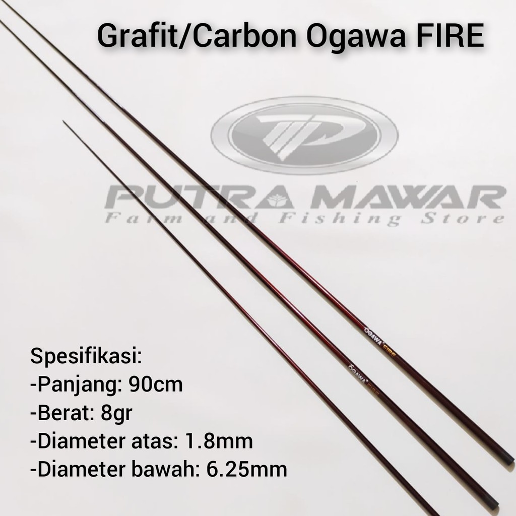 Ujung Grafit Ogawa FIRE 90cm Graphite atasan joran kolam galatama custom cendani