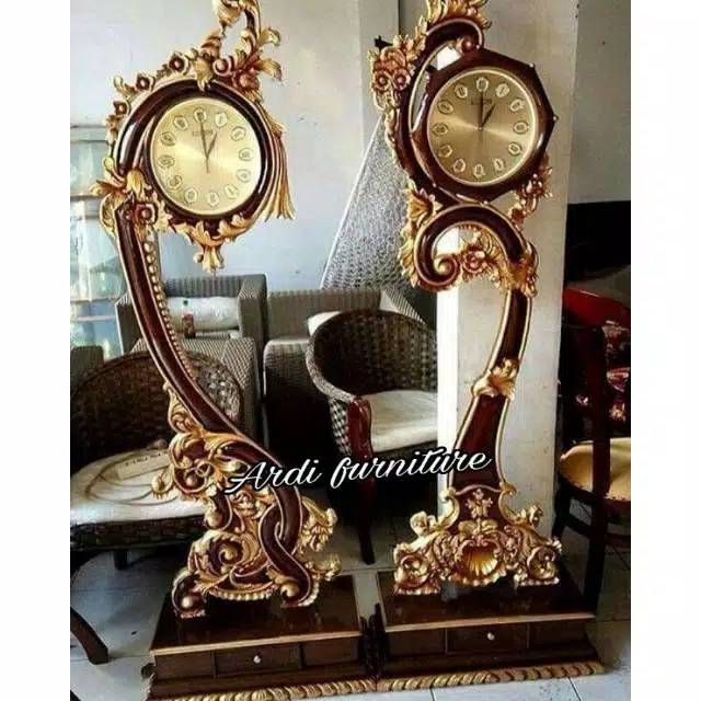 Jam ukir kayu jati jam pajangan ruangan asli meubel jepara