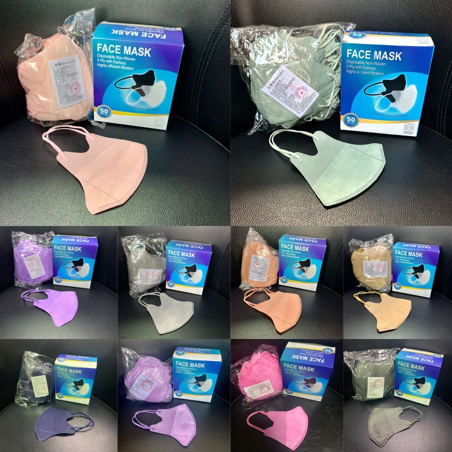 Masker duckbill warna warni 50 pcs 3 Ply Masker Duck bill Rainbow