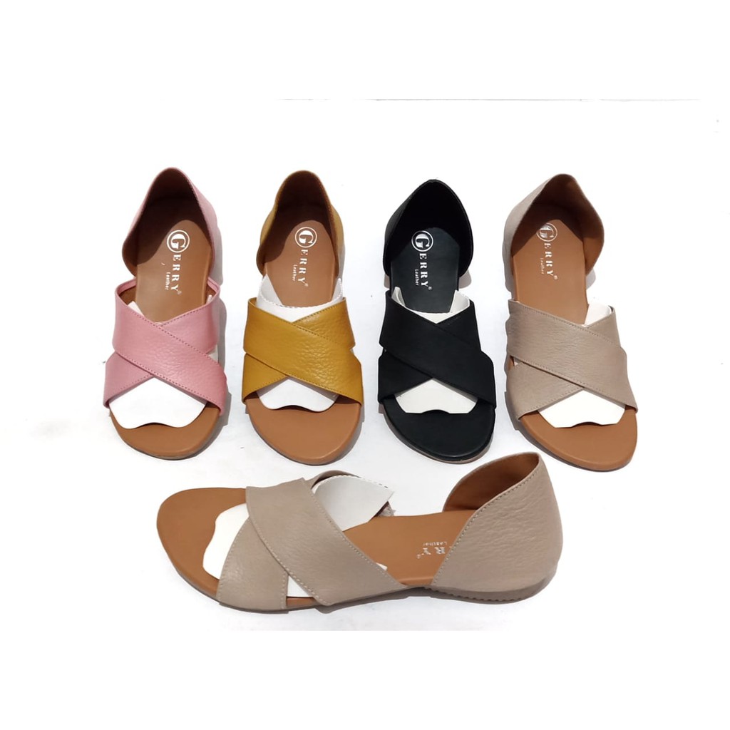 Sandal Wanita Kulit Asli Model Silang Mangkok Bahan Kulit Sandal Wanita Kulit Asli Model Silang Mangkok Bahan Kulit