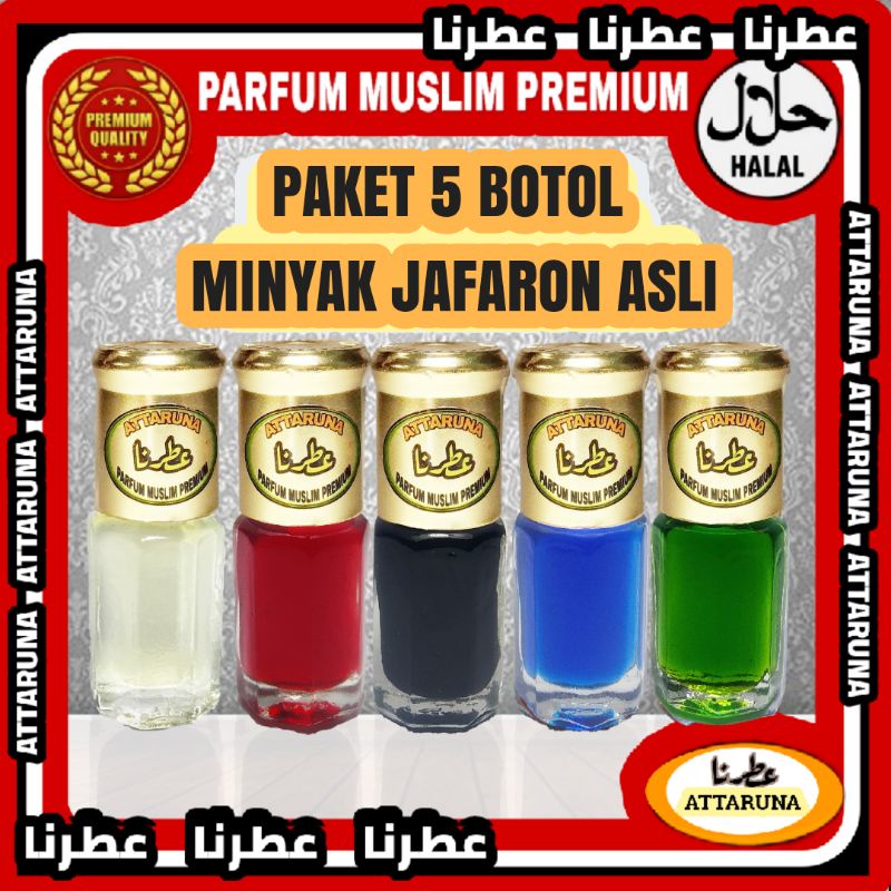 Paket 5 botol minyak japaron putih merah jakfaron hitam biru jafaron hijau zafaron