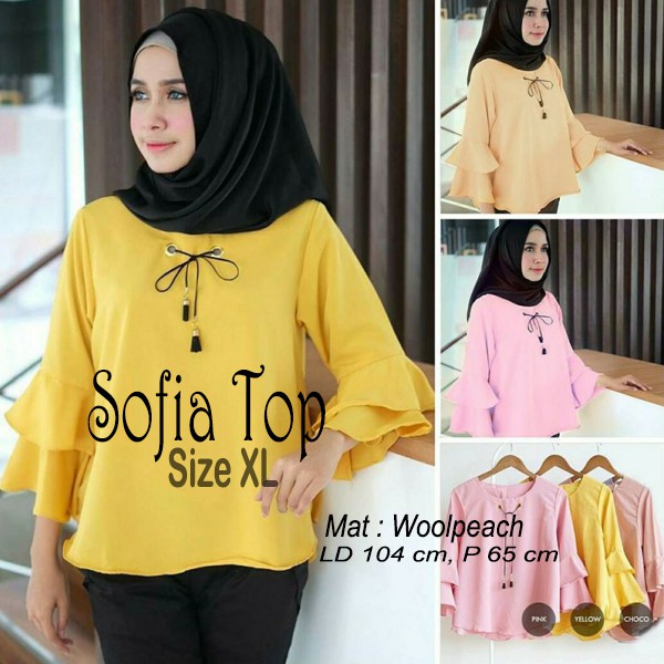 Blouse Muslim Baju Atasan Wanita Sofia Top  Tunik Baju MuslimBlus Muslim