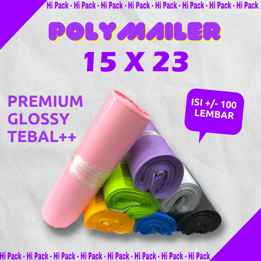 POLYMAILER 15x23 PREMIUM isi 100 Lembar Plastik Packing  Polymailer 15 X 23 Tebal Halus Glossy