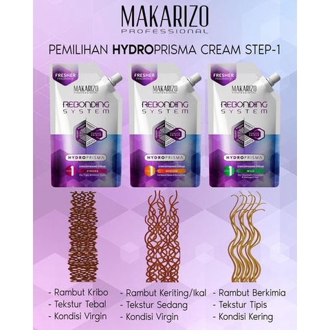 Makarizo Profesissional Rebonding System Hydroprisma Step 1 dan Step 2 500ml