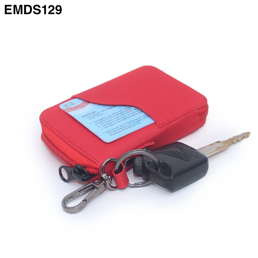 EMDS129 Dompet STNK Mobil Motor kartu Gantungan Kunci Remote Keyless merah