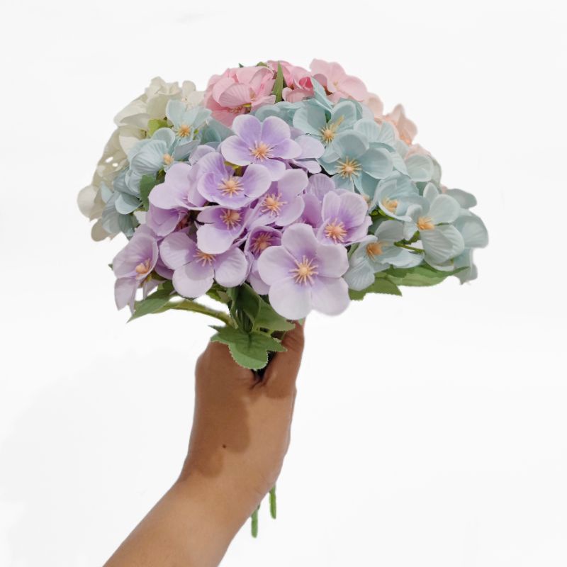 Bunga Hydrangea Hortensia AF63 Artificial Floral Dekorasi Backdrop Properti Foto Buket Wedding Wisuda