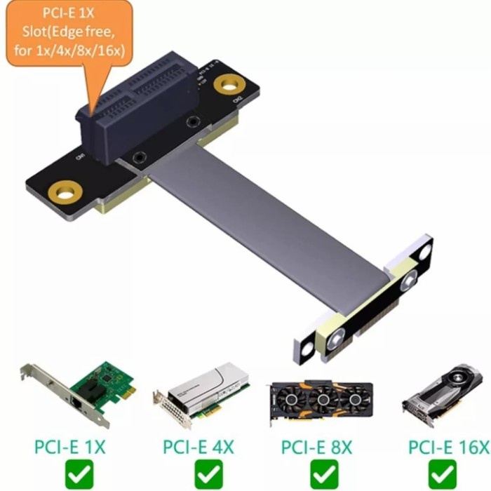 PCIE X1 elbow riser extension kabel pemanjang 180 degree siku mining