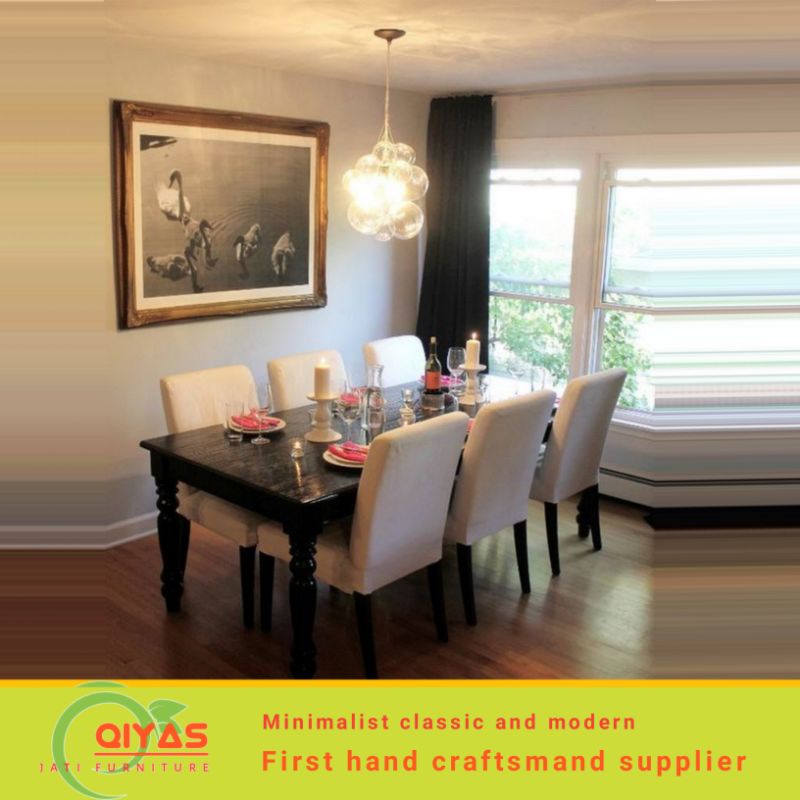 meja makan kayu jati plush kursi makan busa