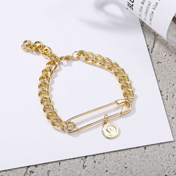 gelang simpel retro simple personality head pendant bracelet jge102 (1H1)