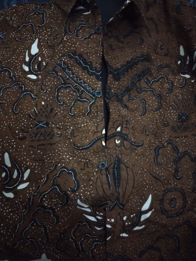Tumurun Coklat Pendek Kemeja Batik Pria Full Furing Bahan Katun Sragenan