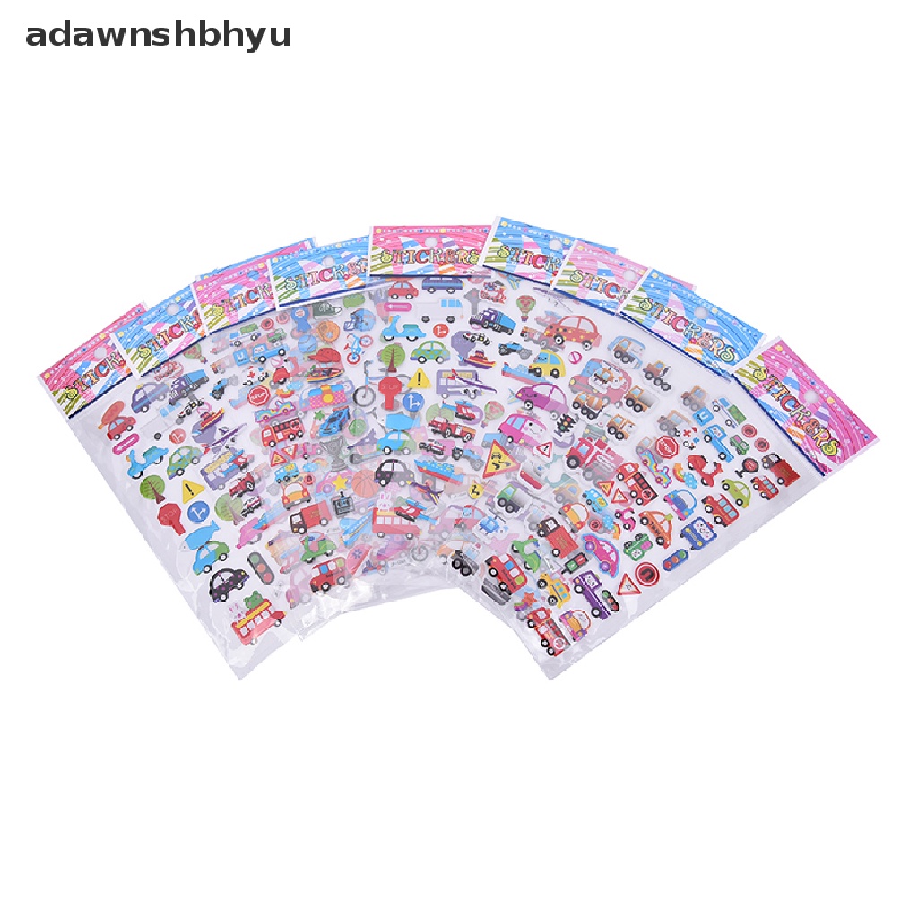 Adawnshbhyu 2Pcs Kartun Gelembung Stiker Diary Transportasi Notebook Sticker Label Dekorasi