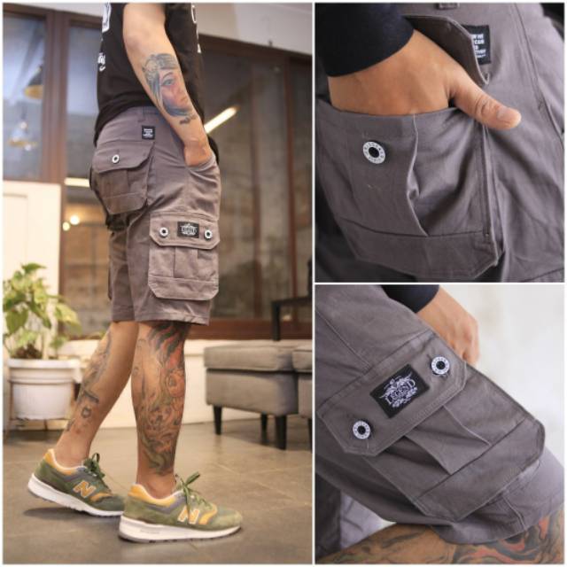 Celana cargo pendek hijau army Legend denim