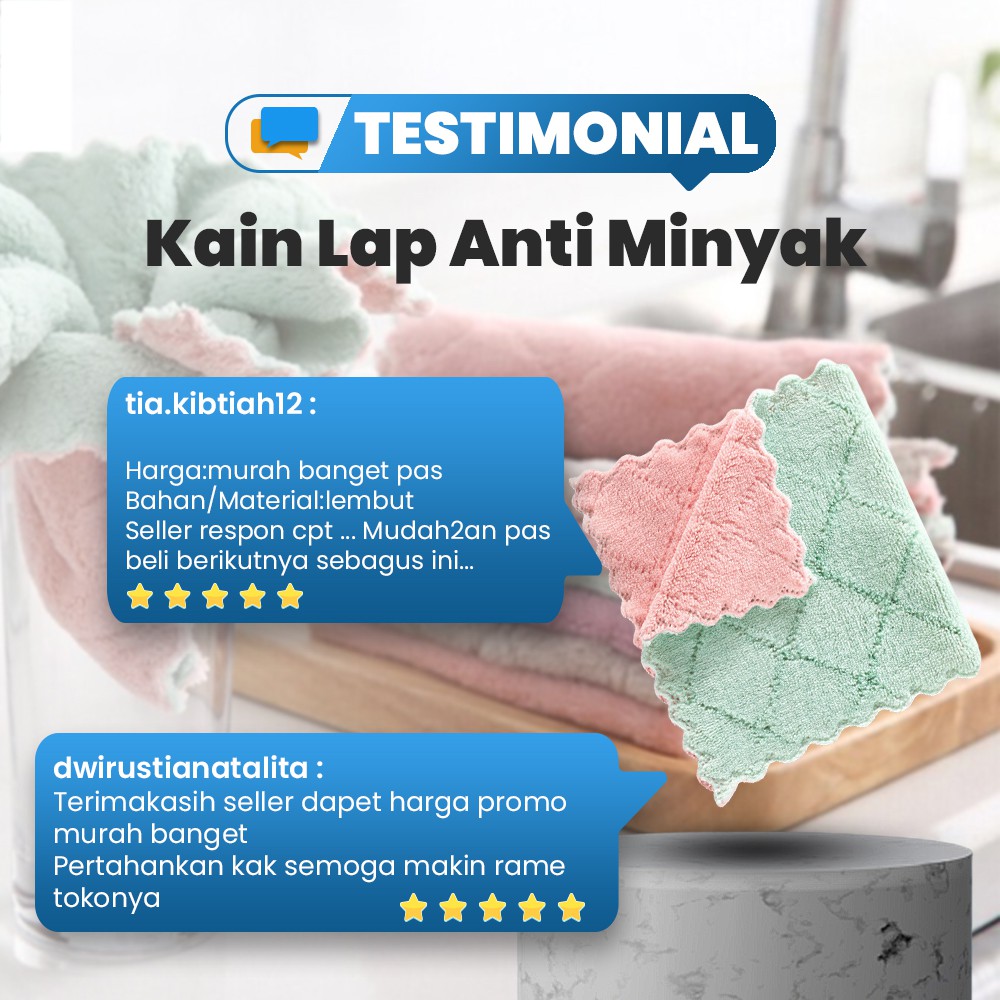 Kain Lap Dapur Microfiber Cleaning Cloth Penyerap Air dan Kotoran