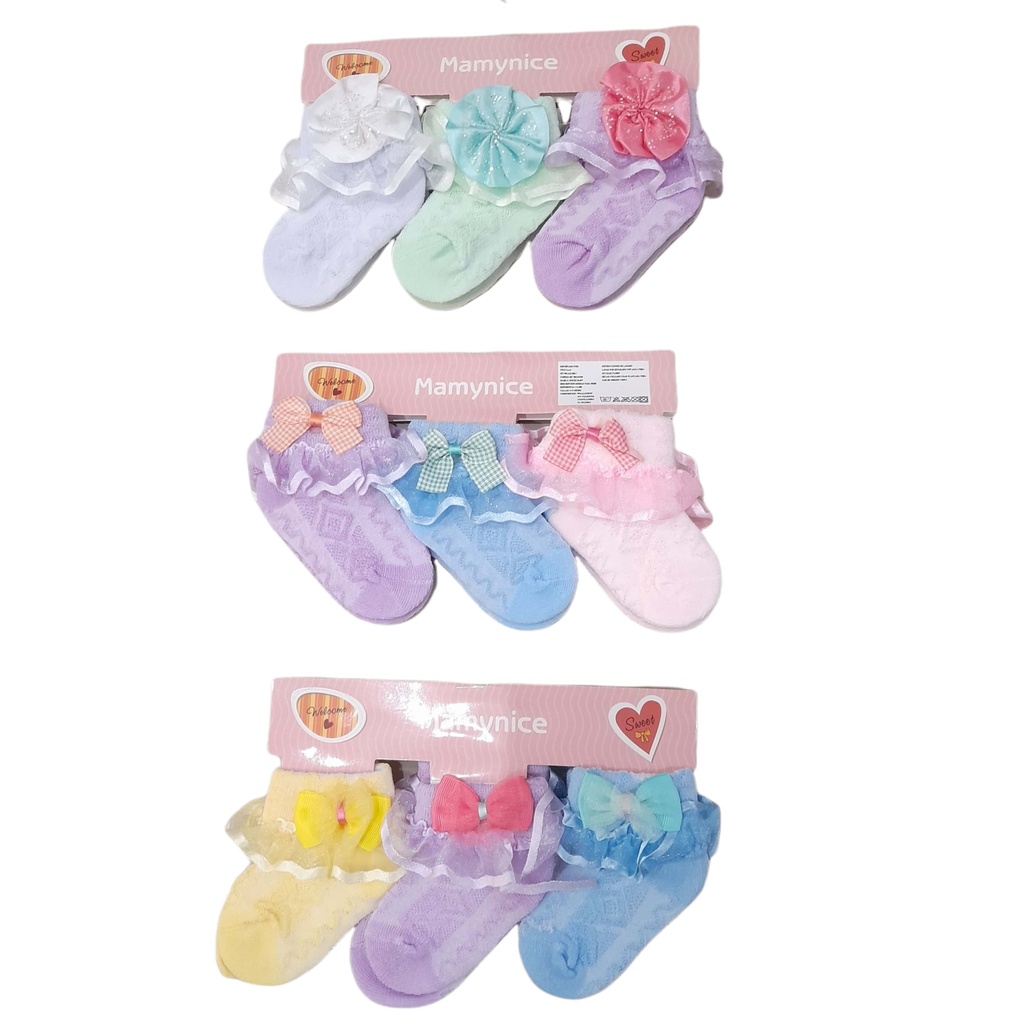 Kaos Kaki Bayi Perempuan Motif Renda Isi 3 Pcs