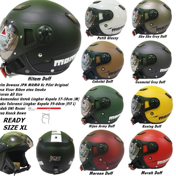 Kekinian - Helm Bogo Dewasa Kaca Pilot Retro Klasik JPN MONSA MOMO / Kawai KP 08 Kaca Riben Hitam Ab