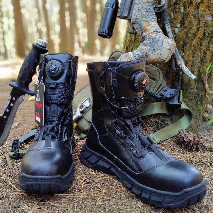 SEPATU PDL TNI POLRI TERBARU DAN TERLARIS SISTEM TALI PUTAR bahan kulit sapi asli