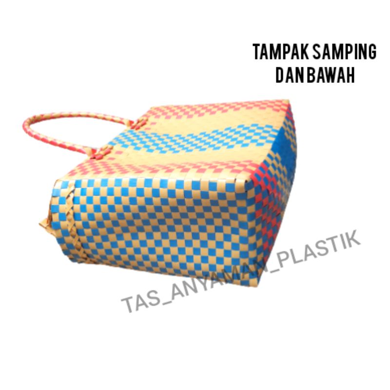 READY STOK Tas Anyaman Souvenir Belanja Custom Anyam Plastik Tas Hajatan Parcel Lebaran Pakai Tutup dan Kancing