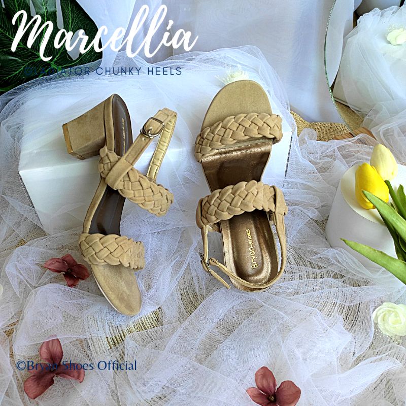 Bryan Marcellia Heels Tali Kepang Suede Beludru Hak Tahu 5cm Gladiator Bigsize Jumbo 3640 41 42 43