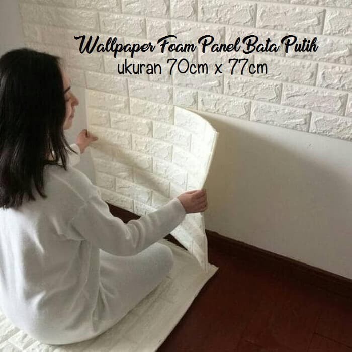 Order Langsung Foam Wallpaper Sticker 3D White Brick - Wallpaper Dinding 3D 0,8mm Diskon