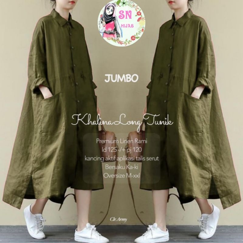 BAJU ATASAN WANITA JUMBO BIG SIZE OVERSIZE XXL LD 125 PJ 120 TERMURAH/LONG TUNIK LINEN RAMI JUMBO PO