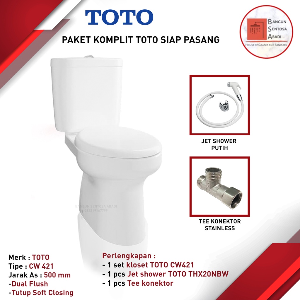 Jual KLOSET DUDUK TOTO CW421J /SW420JP ORIGINAL KOMPLIT / MONOBLOK TOTO