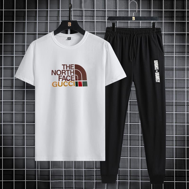 Kaos Katun Bermotif TheNorthFaceGucci-Set pakaian Pria