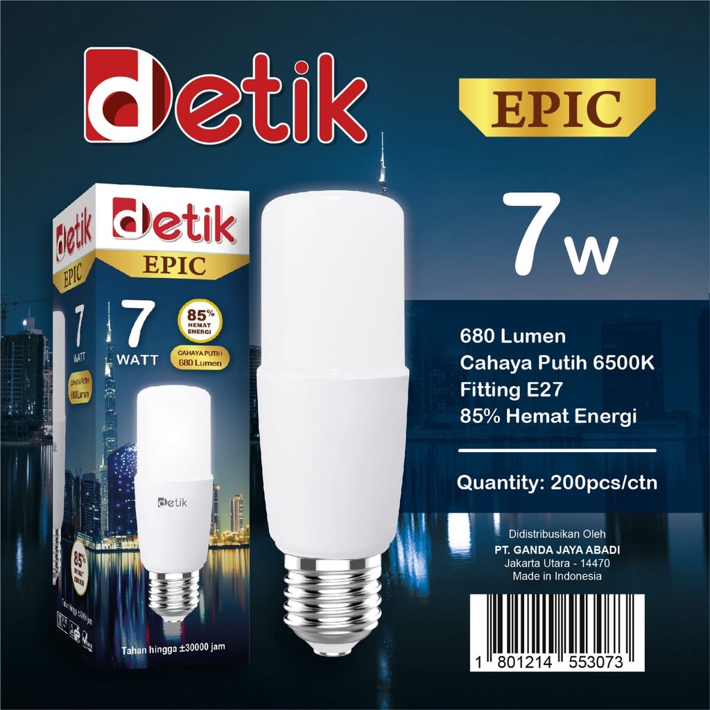 DETIK Epic Lampu LED Stick 3 Watt , 7 Watt , 12 Watt &amp; 15 Watt - Cahaya Putih