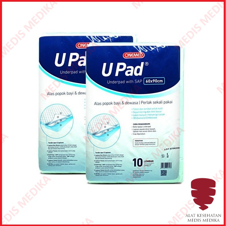 U Pad 60x90 Onemed Underpad Alas Perlak Under Pad Popok Ompol 60 x 90 cm Isi 10