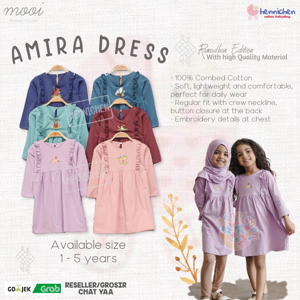 PROMO 7.7 PROMO BAJU LEBARAN MURAH CUCI GUDANG MOOI AMIRA DRESS DRESS DRESS ANAK PEREMPUAN DRES BAYI 1-12 Tahun