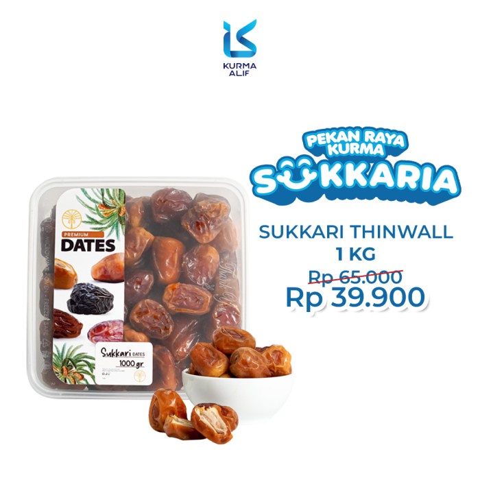 

✨COD✨ Kurma Sukari 1 Kg Thinwall - Kurma Sukari Basah Safiya Premium Quality
