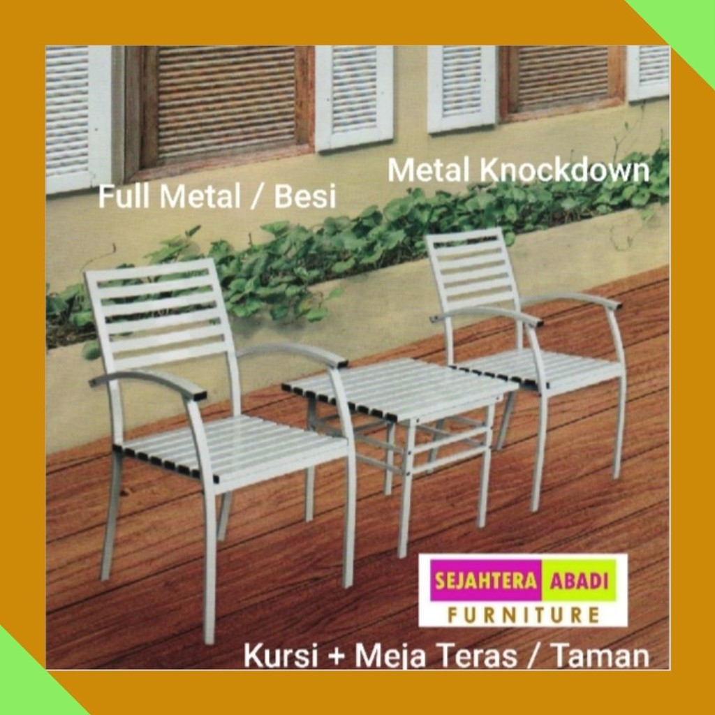 kursi besi meja besi Kursi Teras – Kursi Taman Besi – Kursi Taman Minimalis full set 2 kursi 1 meja 