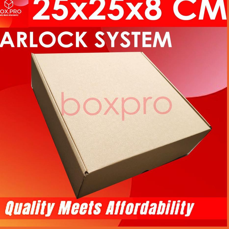 

Kardus Dus uk 25x25x8 cm ( 10 pcs ) Die Cut Box Kotak Packing Aksesoris Baju Kue EARLOCK FULL NK8
