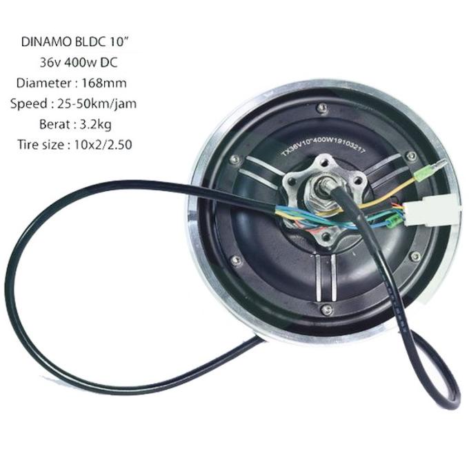 Dinamo Motor Bldc 10 Inch 36V 400W Elektrik Skuter Otoped Listrik