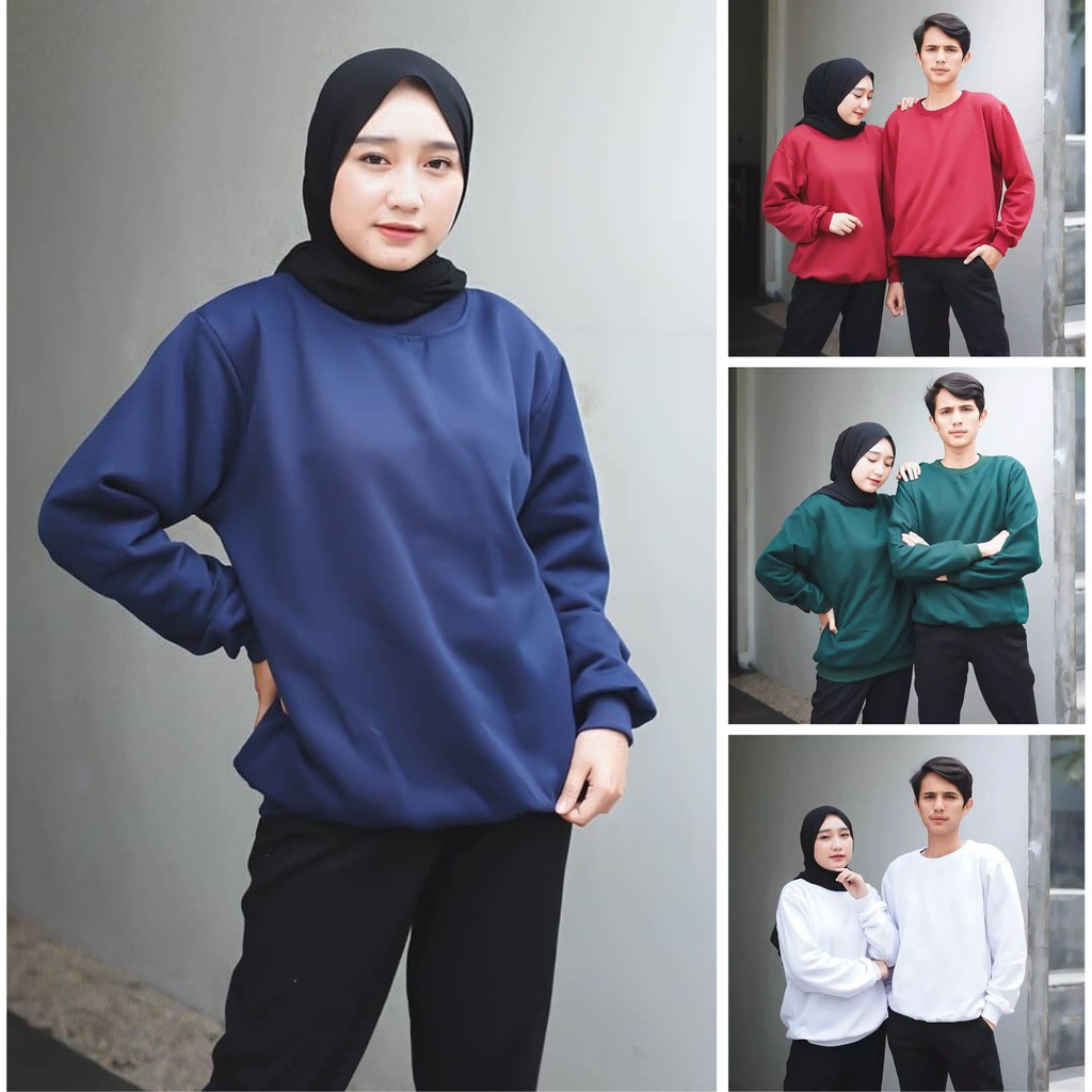 FenishaStore Sweater Basic Polos Unisex Pria Dan Wanita Lengan Panjang size M-L-XL-XXL- Bisa Bayar Ditempat COD