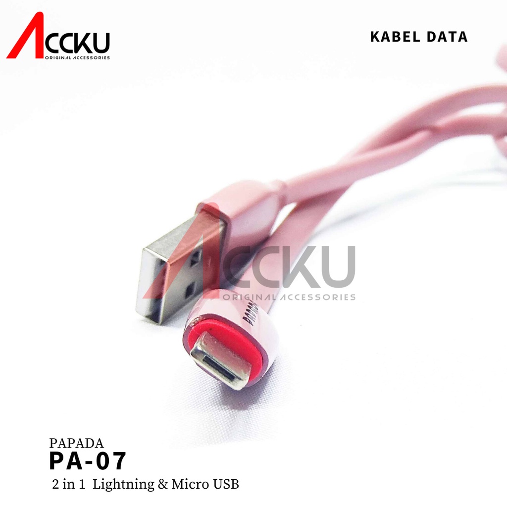 Kabel data 2in1 lightning &amp; Micro Usb kabel charger micro usb kabel lightning usb PAPADA PA-07