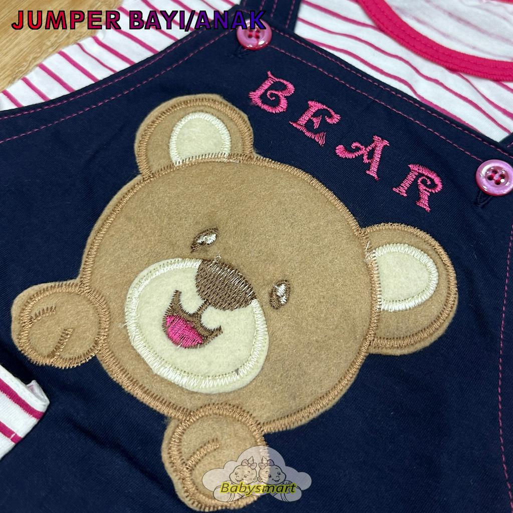 Babysmart - Baju Dress bayi/Anak Perempuan Cewek HANSOP/ROMPER motif BEAR SALUR DAXIA RK TR 216 SNI usia 0 -12 bulan / Pakaian anak