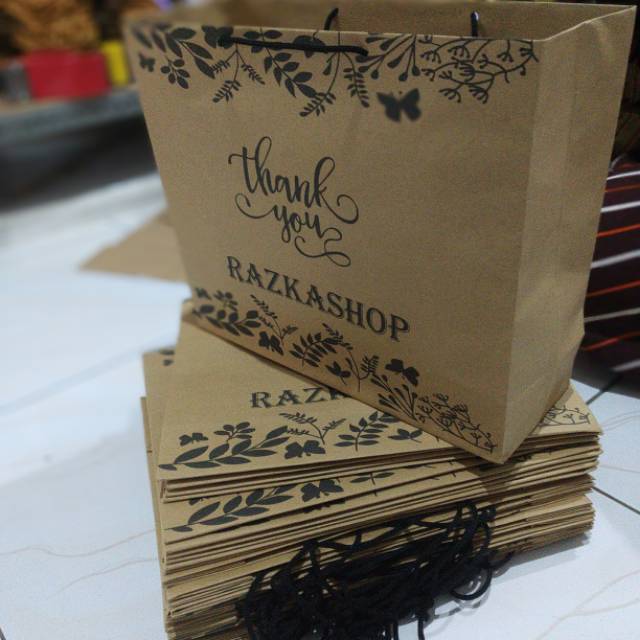 

Paperbag sablon craft coklat uk 30x10x25