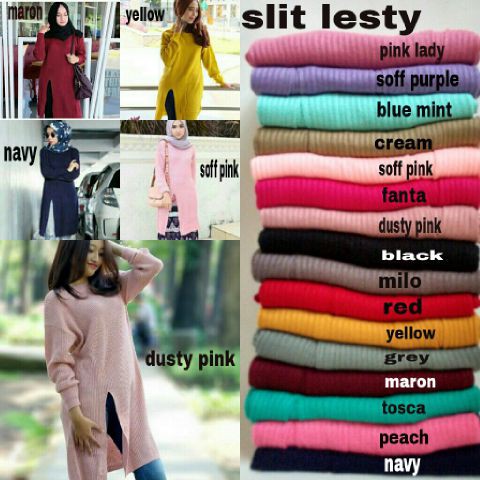 [dress slit lesty RO] Dress Wanita Rajut Varian Warna