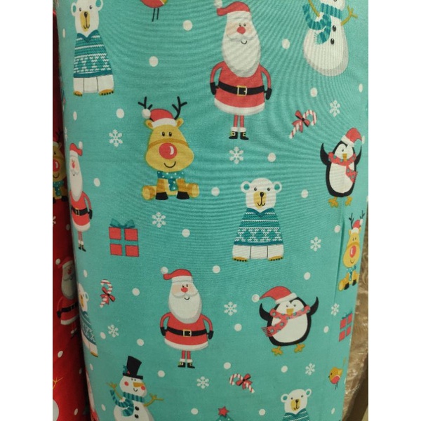 Kain Katun Motif Natal Christmas Lucu Lebar 240