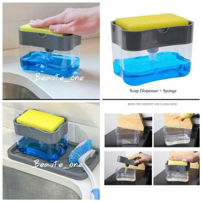 PUMP Dispenser HOLDER SPONGE CADDY Dispenser Sabun Spons Cuci Piring 2in1 non box  termurah